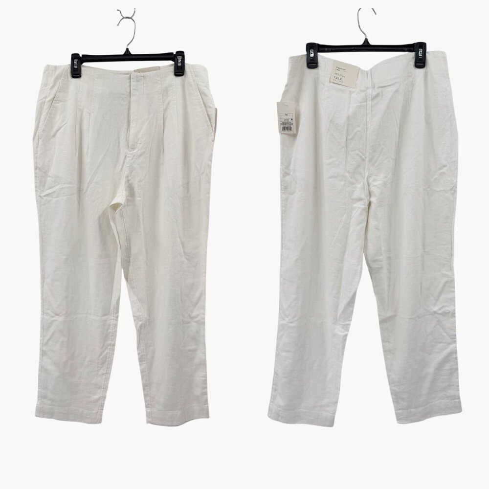 NEW A New Day Tapered Leg High Rise Linen Blend Pants - White - Size 12